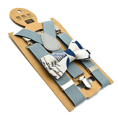 New Children's Suspender Printed Bow Tie Set