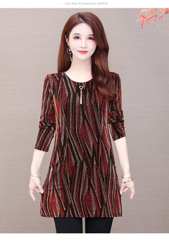 Lurex Mid-length Bottoming Shirt Plus Velvet Thick Plus Size Top