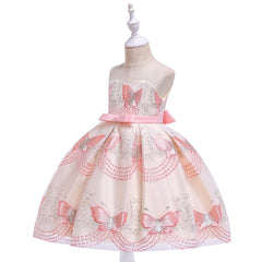 Embroidered For Big Children Tube Top Mesh Flower Girl Dress