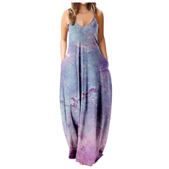 Summer Cool Strap Dress Abstract Face Style Digital Printing Elegant Street Dress