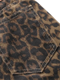Vintage Leopard Print Jeans Straight Loose Men And Women