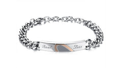 Fashion Love Black Rose Gold Peach Heart Couple Bracelet