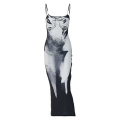 Low-cut Buttock Back Slit Suspender Dress