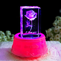 Personalized Lettering Creative Birthday Gift Carved Crystal Rose