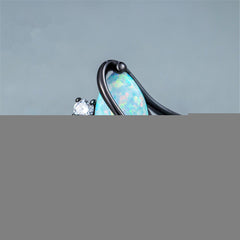 S-shaped  blue black gold horse eye ring