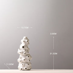 Decoration White Ceramic Vase Creative Personality Drum Bag Hollow Decoration Furnishings