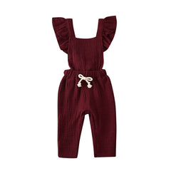 Bubble cotton pleated flying sleeve suspenders