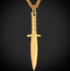 Men's Pendant Trinkets Europe and America Titanium Steel Stainless Steel Necklace Samurai Swords Electroplating Knife Gifts Foreign Trade