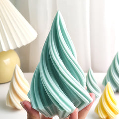 Large Rotary Cone Candle Mold DIY Christmas Tree Geometric Striped Soap Aromatherapy Resin Plaster Making Mould Home Decor Gift