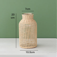 Straw Glass Vase Flower Arrangement Living Room Decoration