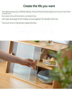Japanese-style Small Glass Kitchen Table Top Storage Cabinet Solid Wood Household