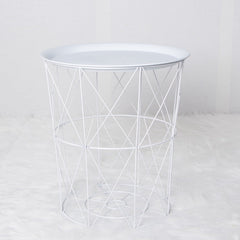 geometric metal bedside table simple storage basket
