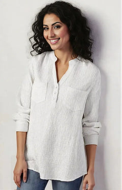 Sexy new double top Pockets cotton and linen loose plus size top for Women
