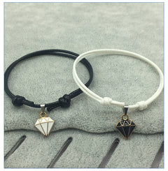 Retro Casual Diamond Red Black Rope Couple Bracelet
