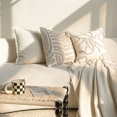 Sofa Throw Pillowcase Cream Color Three-dimensional Embroidery