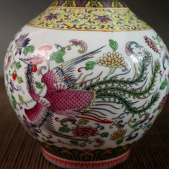 Antique Old Dragon And Phoenix Pattern Ceramic Crafts Vase Ornaments