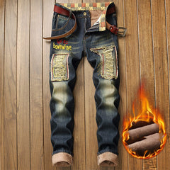 Fall Winter New Style Plus Cashmere Men's Jeans