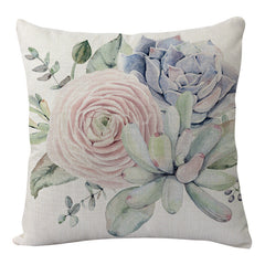 Flowers And Birds Flowers Flax Pillow Car And Sofa Cushion Lumbar Pillow