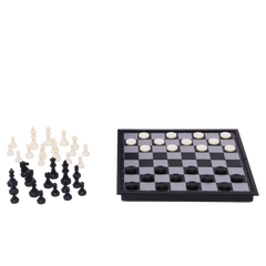 Travel Games: Rustik Foldable Magnetic Checkers/Chess  (Black/White)