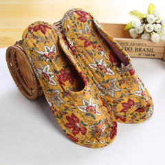 Women''s cotton quilted fabric soft bottom slippers
