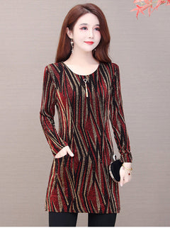 Lurex Mid-length Bottoming Shirt Plus Velvet Thick Plus Size Top