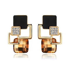 Classic crystal geometric square jewelry set