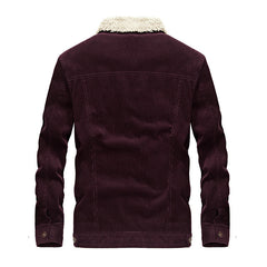 Stand collar corduroy men's loose large size jacket plus velvet thick coat