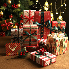 Golden powder cartoon Christmas wrapping paper gift box