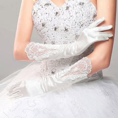 Wedding Mid-length Finger Cuff Laminate Etiquette Gloves