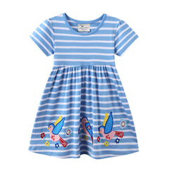 Girls Short Sleeve Striped Western Style Dress