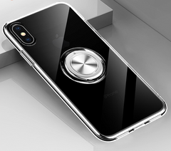 Compatible with Apple, Transparent Magnetic Ring Stand Phone Case For iPhone XR XS Max X XS Adsorption Holder case For iPhone 6 6S Plus 7 8 Plus cover