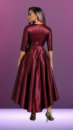 FLIPSTYLEZ LLC. Burgundy Floral Embroidered Satin Gown | Long Evening Spring Maxi Dress for Casual Elegance