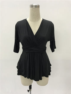 V Solid Color Women's Plus Size Dress