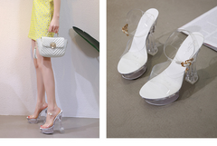 Crystal Wedge Slippers For Women's Summer Waterproof Table