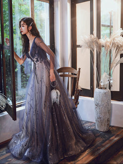 Women's beautiful Purple long ballroom evening dress