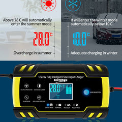 12V-24V 8A automatic digital LCD charger