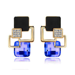 Classic crystal geometric square jewelry set