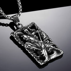 Titanium steel lace relief Guan Gong pendant pendant