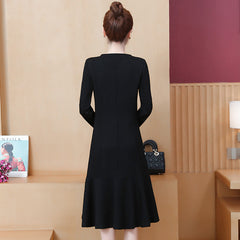 Plus size women's fat sister temperament celebrities cover meat was thin knitted dress