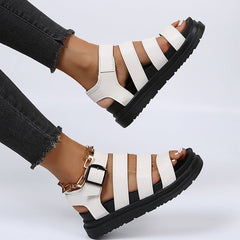 Buckle Sandals Flat PlatformThick Bottom Shoes Women Summer