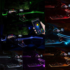 Auto LED RGB Interior Atmosphere Strip Light Decorative Foot Lamp With USB Wireless Remote Music Control Multiple Modes For Car