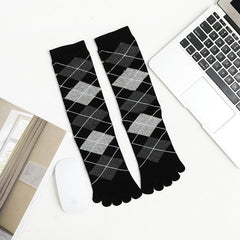 Men's Business High Toe Diamond-shaped Small Dot Vertical Bar Solid Color Socks