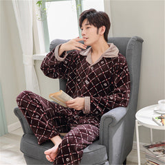 Men's warm casual plus size flannel homewear