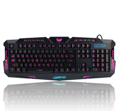 J10 Tricolor Backlight Wired Gaming Keyboard and Mouse Set with Colorful LED Lighting and Russian Layout