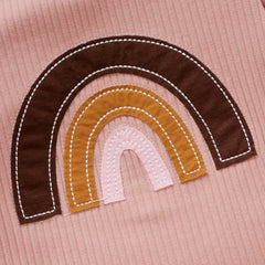 Girls' Sports Long-sleeved Pullover Without Hood Rainbow Cotton Sweater And Trousers Suit
