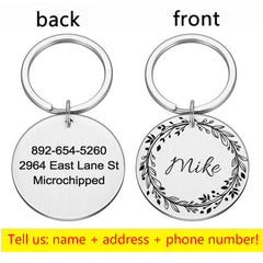 Round Metal Pet Brand Titanium Steel Brand