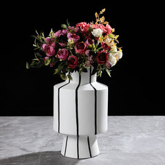 Black And White Striped Ceramic Vase Light Luxury Modern Home
