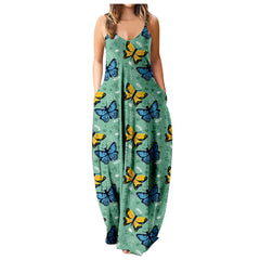 Summer Cool Strap Dress Abstract Face Style Digital Printing Elegant Street Dress