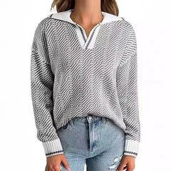 Knitted Pullover Lapel Women's Clothing