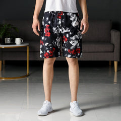 Summer Beach Pants Men's Loose Casual Fifth Pants Ice Silk High Elasticity Quick-drying